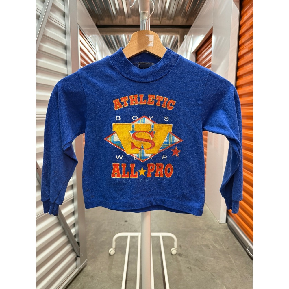 Vintage Honors Boys Royal Blue XS Athletic All Pro Graphic Long Sleeve Shirt